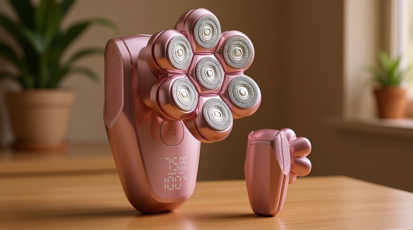 Electric Razors for Women - 7D Electric Shaver for Women, IPX8 Waterproof with USB-C Fast Charge, LED Display, 2 Speeds & Magnetic Heads, Raspberry Sorbet