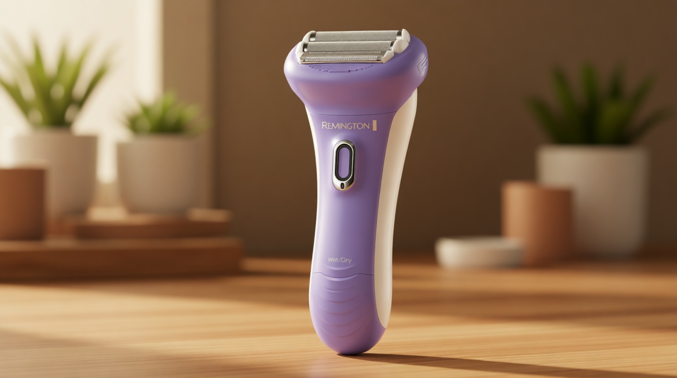 Remington Smooth & Silky Electric Shaver for Women, 4-Blade Smooth Glide Foil Shaver and Bikini Trimmer with Almond Oil Strip, Shave Wet or Dry