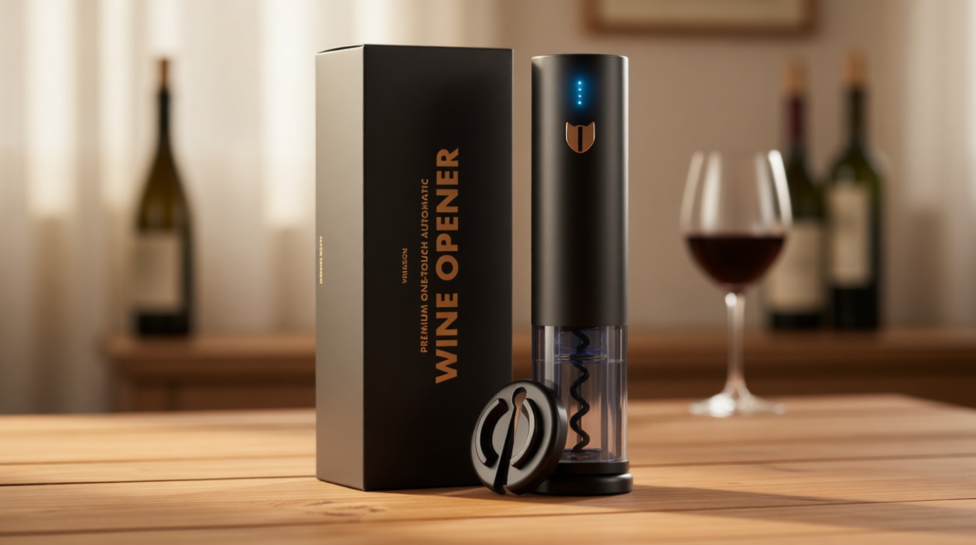 VINABON Electric Wine Opener - Updated 2026 One-Touch Automatic Wine Bottle Opener Corkscrew - Rechargeable (Up to 100 Bottles/Charge) with Foil Cutter Stand, LED Indicator. Includes Wine Guide eBook