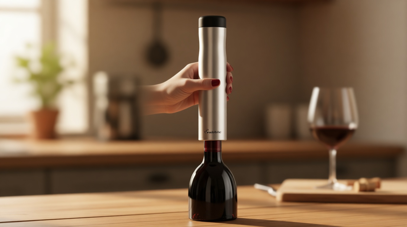 Rabbit Automatic Electric Corkscrew - Hands-Free Wine Opener with Integrated Foil Cutter, Rechargeable Cordless Electric Bottle Opener for All Cork Types - Barware Essential & Kitchen Tools