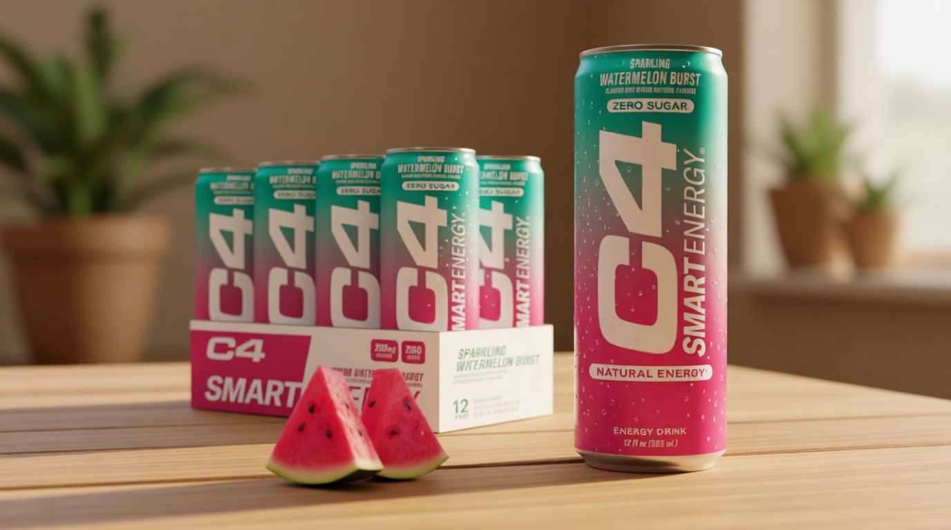 C4 Smart Energy Drink - Sugar Free Performance Fuel & Nootropic Brain Booster, Coffee Substitute or Alternative | Watermelon Burst 12 Oz - 12 Pack
