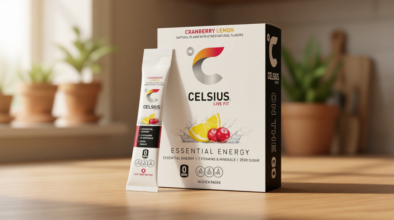 CELSIUS On The Go Cranberry Lemon, Sugar Free Energy Drink Mix (14 Sticks per Pack)