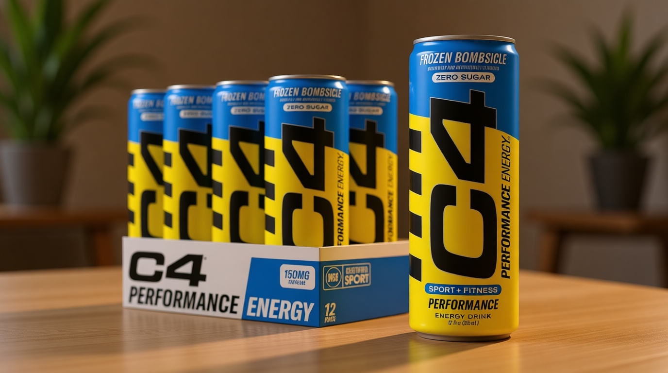 C4 Energy Drink 12oz (Pack of 12) - Frozen Bombsicle - Sugar Free Pre Workout Performance Drink with No Artificial Colors or Dyes