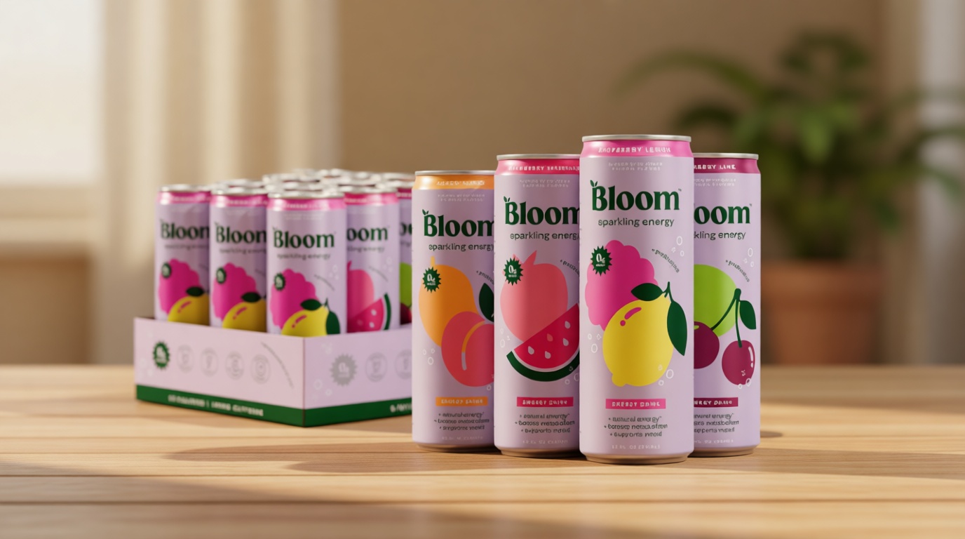 Bloom Nutrition Sparkling Energy Drink - Variety Pack - Natural Caffeine, Zero Sugar, 180mg Caffeine - Antioxidant-Rich with Green Coffee Bean, Green Tea Extract, Prebiotics - 12oz 12 Pack