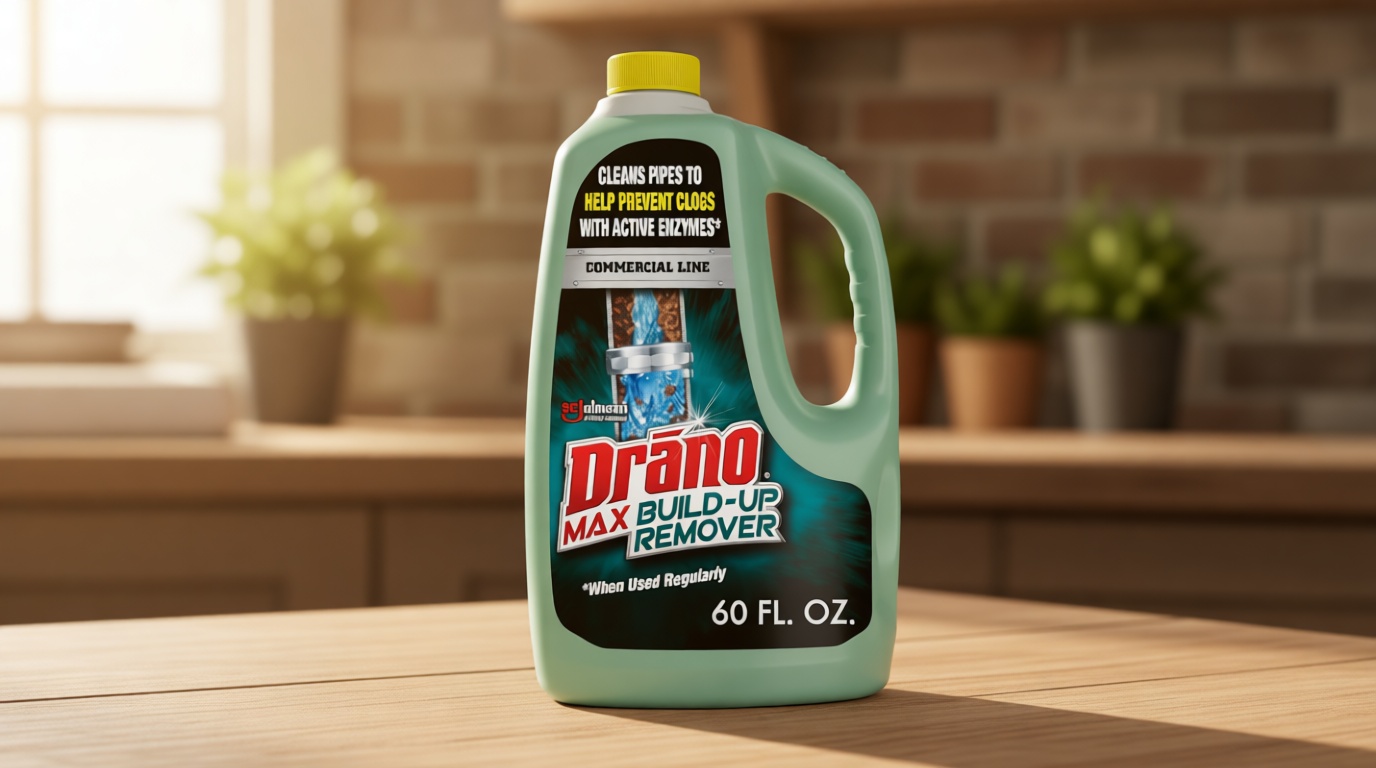 Drano Max Build Up Remover Drain Cleaner, Enzymes & Probiotics Prevents Clogs & Remove Odor-Causing Buildup, Safe for Septic, Toilets & Pipes in Bathroom Drains & Kitchen Sinks, Commercial Line, 60 oz