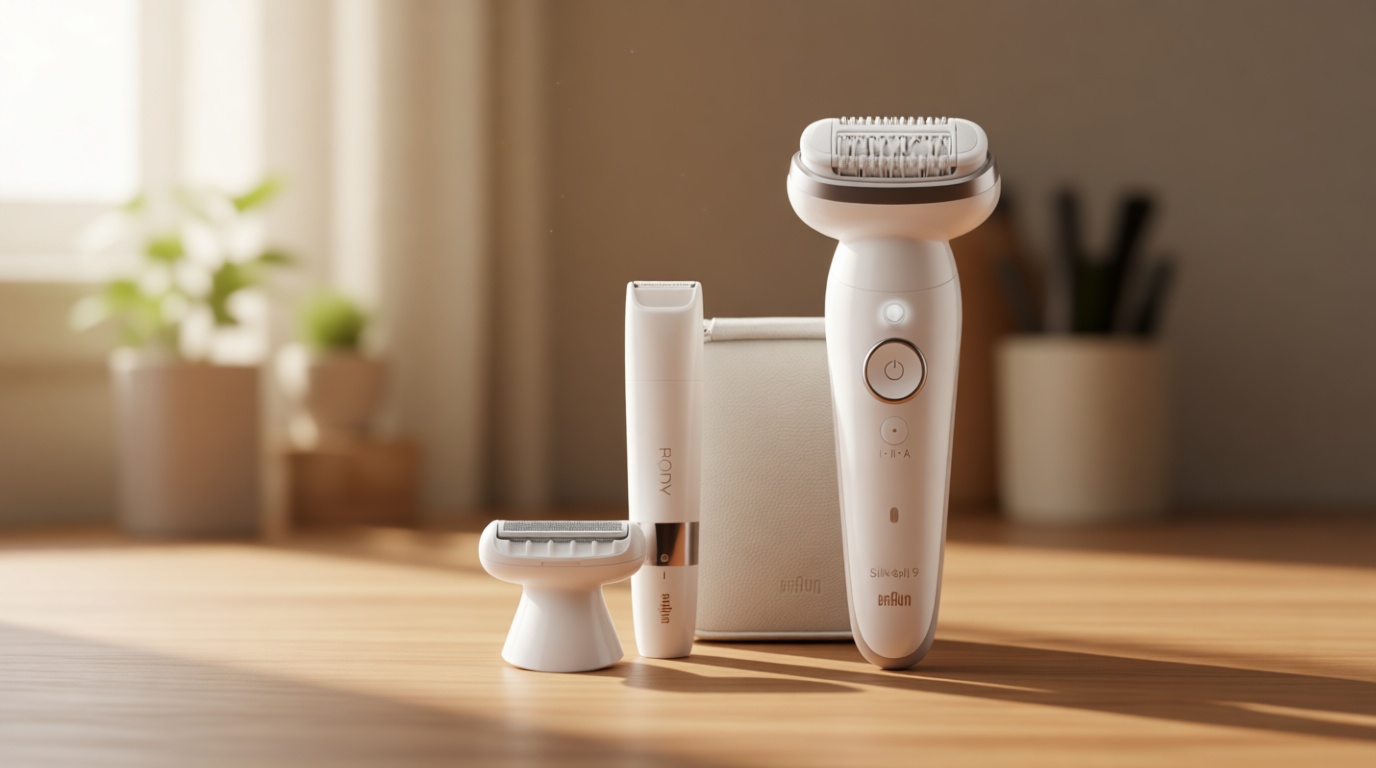 Braun Silk-épil 9 Epilator, Pivoting Head, Wet and Dry, Includes Body Trimmer, Shaver Head and Trimmer Comb, SES9-441 GreenCircle Certified: Certified Energy Savings