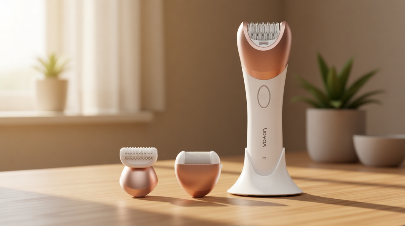 VOYOR Epilator for Women, 3 in 1 Epilator Hair Removal for Women, Epilators Hair Remover for Leg Arm with 30 Tweezers, Rechargeable & Cordless Electric Lady Shaver & Trimmer BM300 (Champagne Gold)