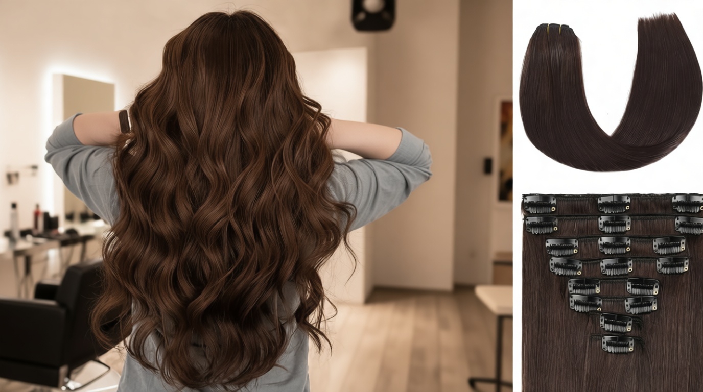 Dark Brown Clip in Hair Extensions Real Human Hair Invisible Seamless Remy Human Hair Clip in Extensions for Women 18 Inch 100g, 8pcs Per Set with Double Weft