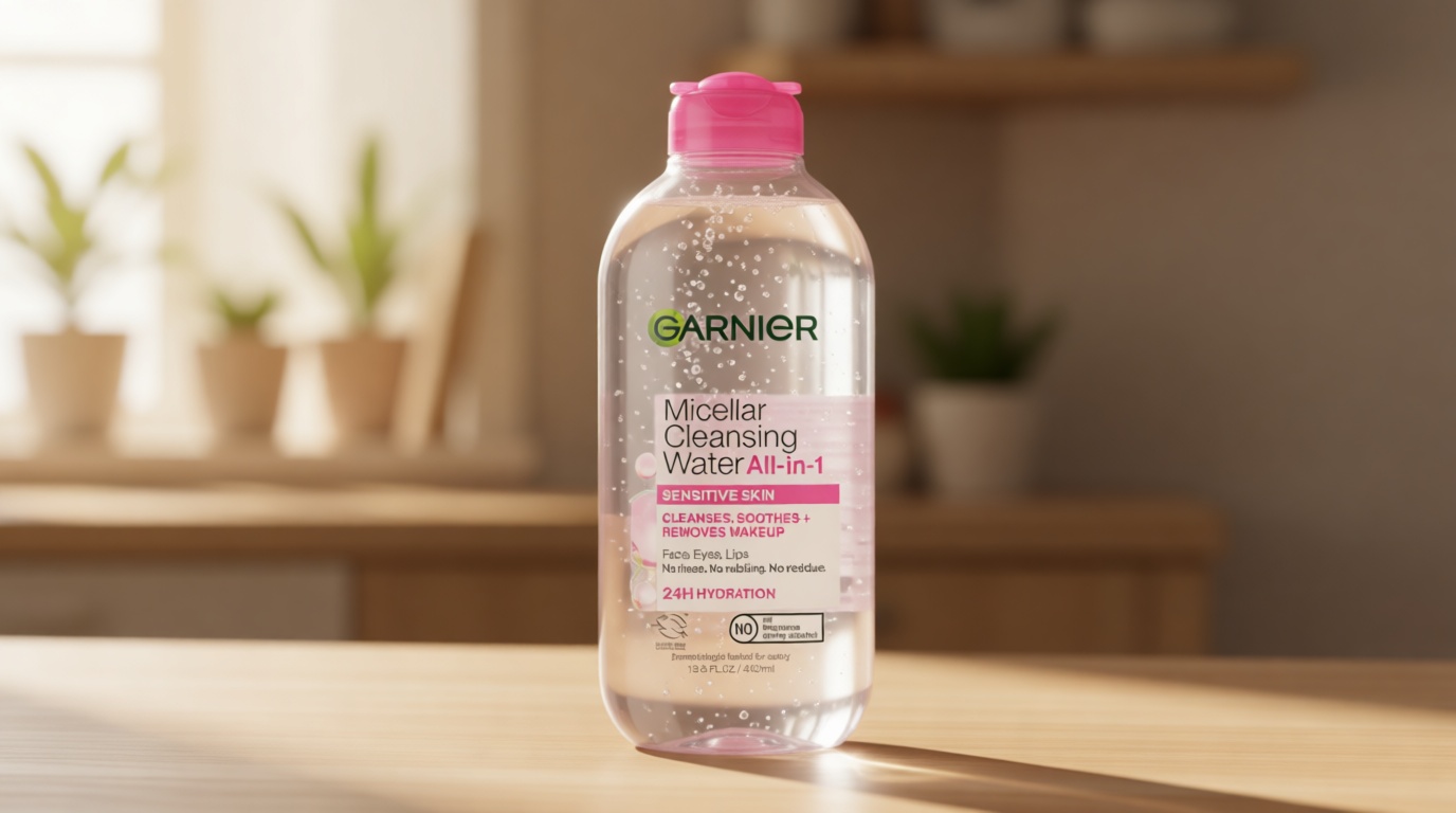 Garnier Micellar Water, Hydrating Facial Cleanser & Makeup Remover, Suitable for Sensitive Skin, Vegan, Cruelty Free, 13.5 Fl Oz (400mL), 1 Count