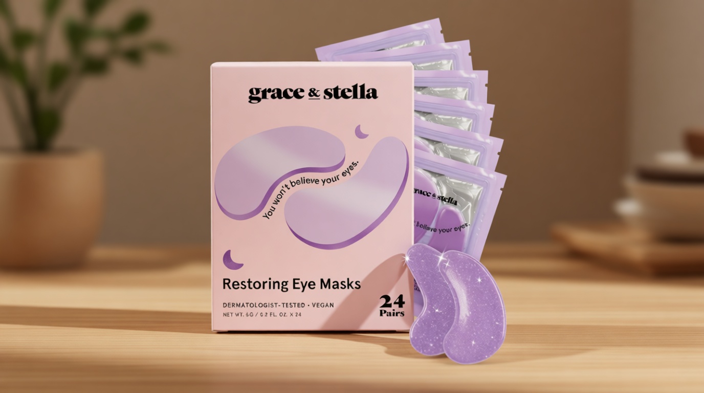 grace & stella Retinol Under Eye Patches for Puffy Eyes & Dark Circles - Restoring Gel Under Eye Masks with Hyaluronic Acid - Birthday Gifts for Women, Bachelorette Party Favors (Purple, 24 Pairs) ClimatePartner certified