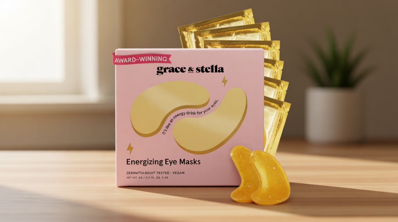 grace & stella Award Winning Under Eye Mask - Mothers Day Gifts Bulk - Gel Eye Patches for Dark Circles, Puffy Eyes, Wrinkles, Undereye Bags - Gifts for Teen Girls - Vegan (48 Pairs, Gold) ClimatePartner certified