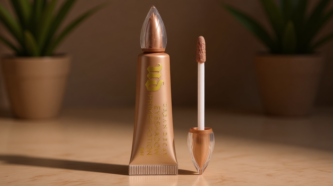 Urban Decay Shimmer Eyeshadow Primer Potion Sin - Champagne Shimmer Eye Primer for Crease-Resistant & Long-Lasting Eye Makeup, Smooths & Preps Eyelid Base, For Vibrant Color, All Skin Tones, Vegan