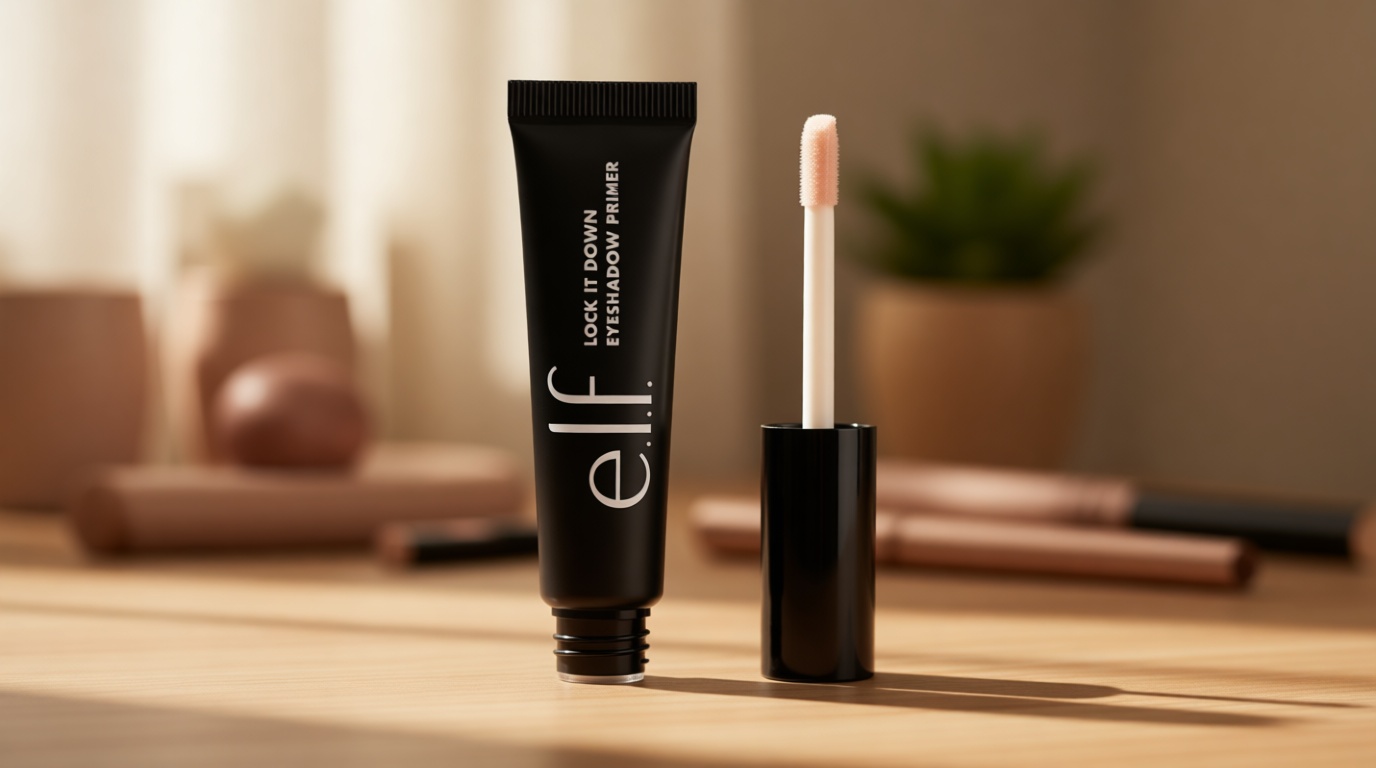 e.l.f. Lock It Down Eyeshadow Primer, Smooth Creamy Eye Makeup Primer For Long-Lasting Eyeshadow, Intensifies Color, Helps Prevent Creasing, Vegan & Cruelty-Free