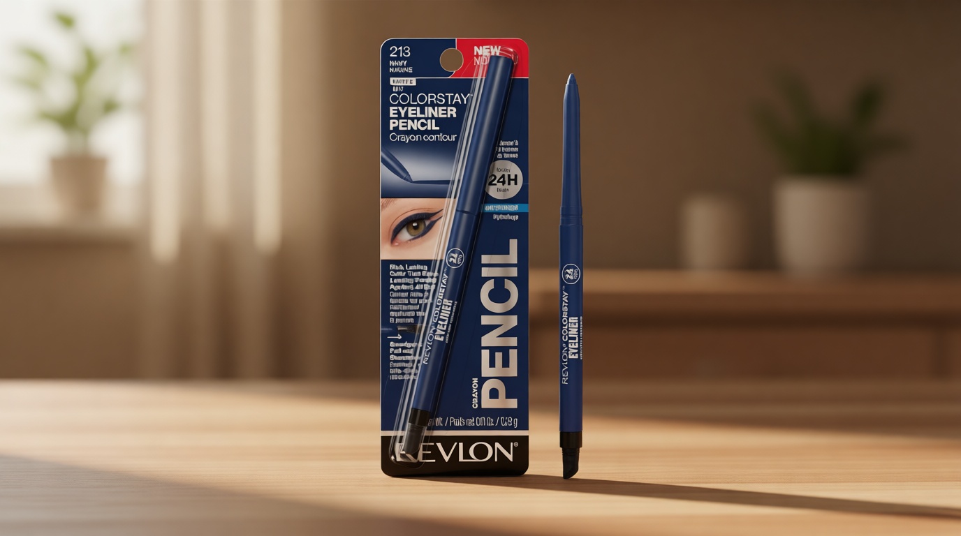 REVLON ColorStay Pencil Waterproof Eyeliner, Smudge-Proof, Eye Makeup with Built-In Sharpener, 213 Navy, 0.01 oz