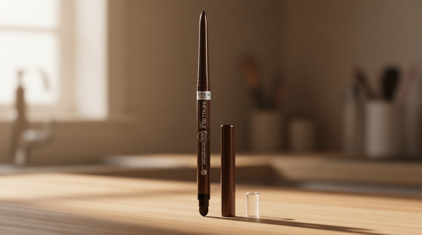 L'Oreal Paris Infallible Grip Mechanical Gel Eyeliner Pencil, Smudge-Resistant, Waterproof Eye Makeup with Up to 36HR Wear, Brown Denim, 0.01 Oz