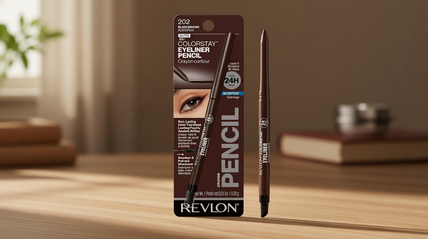 Revlon ColorStay Pencil Waterproof Eyeliner, Smudge-Proof, Eye Makeup with Built-In Sharpener, 202 Black Brown, 0.01 oz