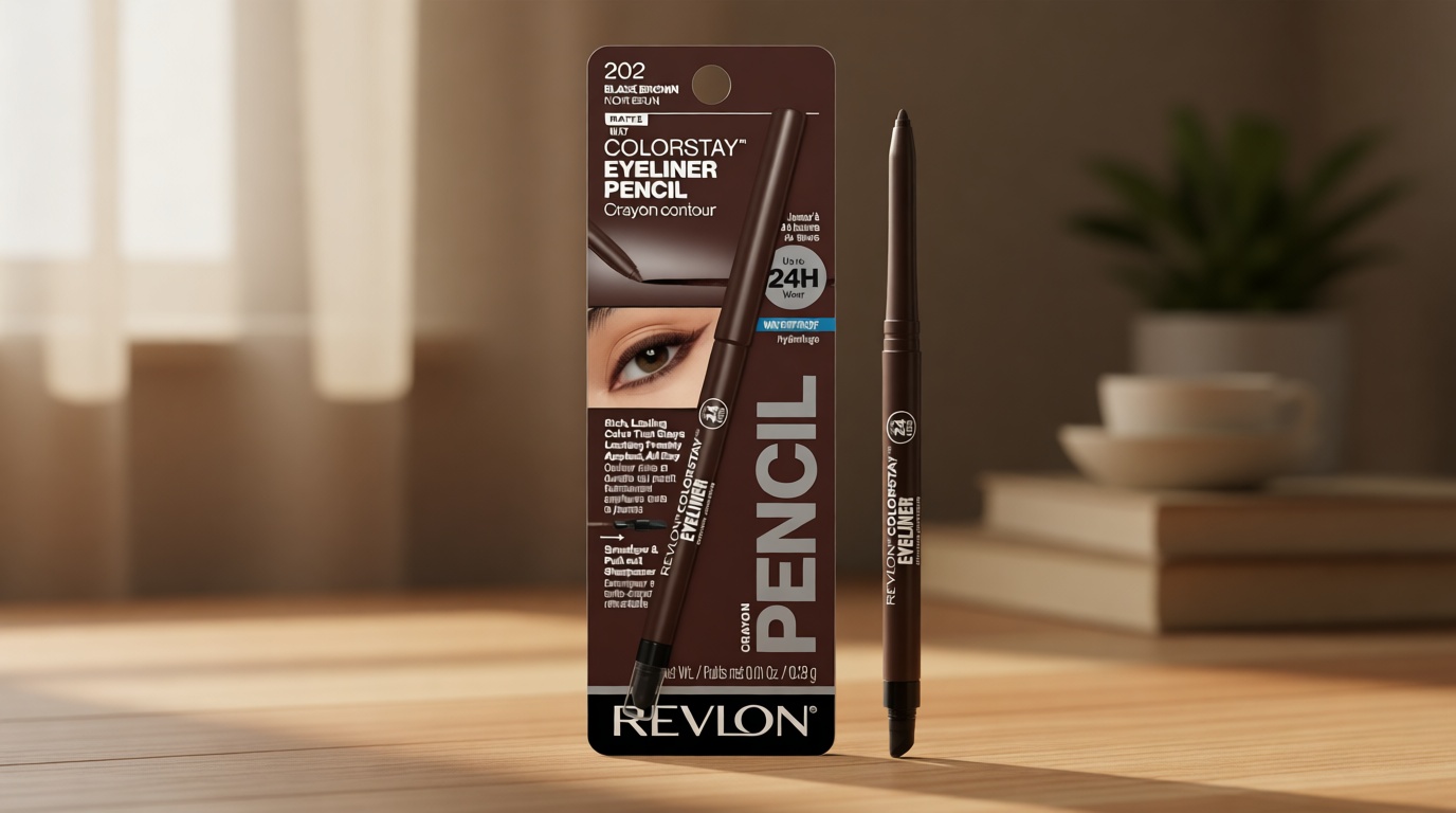 Revlon ColorStay Pencil Waterproof Eyeliner, Smudge-Proof, Eye Makeup with Built-In Sharpener, 202 Black Brown, 0.01 oz