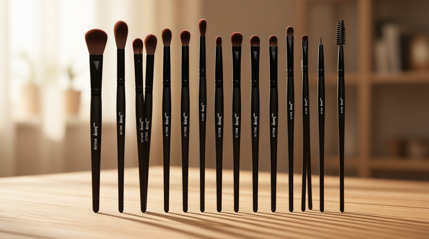 Jessup Eye Brushes Set, Vegan Makeup Brushes with Concealer Powder Eyeshadow Blending Eyeliner Spoolie Brush, 16pcs Premium Synthetic Black Cosmetic Brush T272