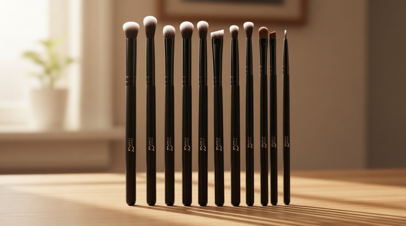 MSQ Eye Makeup Brushes 12pcs Eyeshadow Makeup Brushes Set with Soft Synthetic Hairs & Real Wood Handle for Eyeshadow, Eyebrow, Eyeliner, Blending(Black without bag)