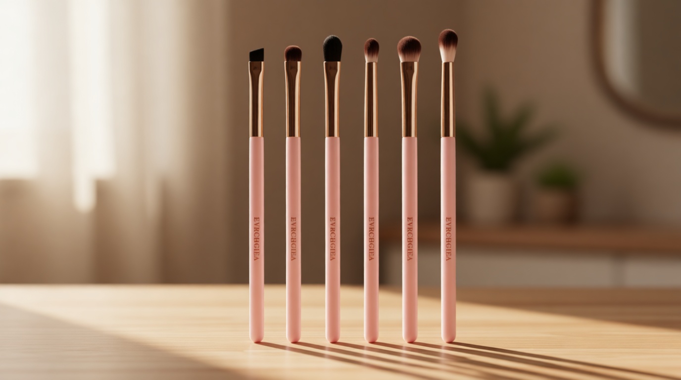 Eye Makeup Brush Set, 6 Pcs Professional Blending Eyeshadow Makeup Brushes for Concealer Eyebrows Eyeliner, Soft Hairs & Wood Handle