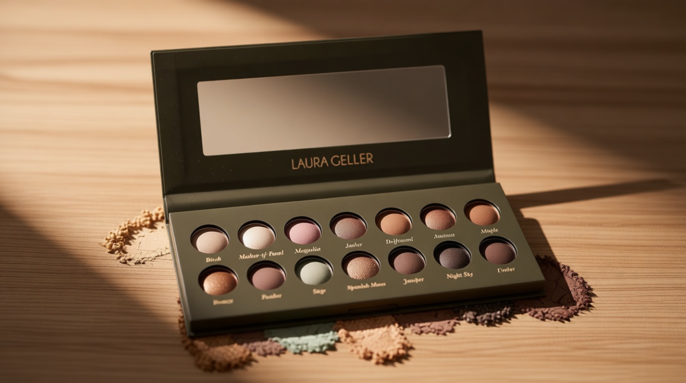 LAURA GELLER NEW YORK The Delectables Earthy Essentials Baked Eyeshadow Palette | 14 Pigmented Eyeshadows Blendable Natural Look