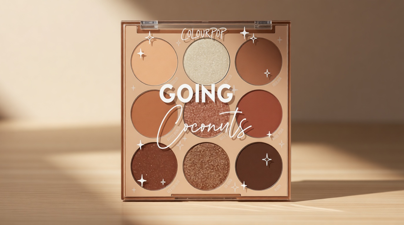 ColourPop Going Coconuts Eyeshadow Palette - Cool-Toned Neutral Eyeshadow Palette with Ultra-Velvety and Silky Finishes - High-Pigment Eye Makeup with a Long-Wearing Formula (0.3 oz)