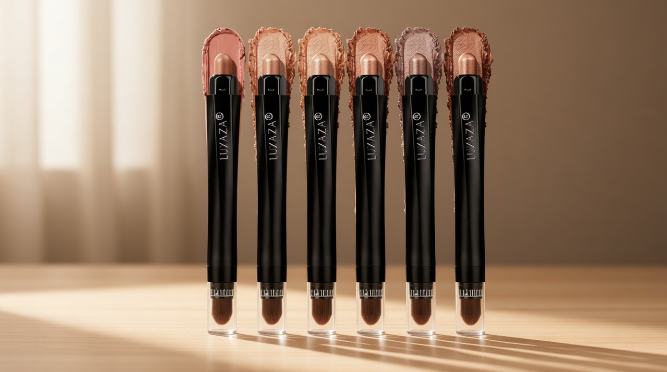 LUXAZA PRO Neutral Eyeshadow Stick Makeup 6PCS Set, Brown Nude Metallic Shimmer Matte Cream Eye Shadow Palette Eyeliner Brightener Pencil Crayon, Halloween Makeup - BROWN CANYON