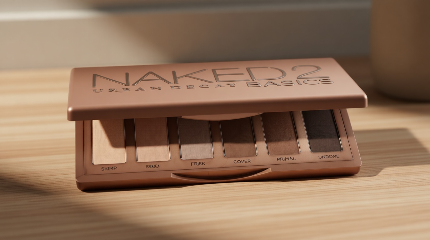 URBAN DECAY Naked 2 Basics Mini Eyeshadow Palette - 6 Matte Neutral Shadows, Long-lasting Wear, Multi-Use Powder for Eye, Contour, Brows, Ultra-Blendable Cool-Tone Shades, Travel Makeup with Mirror