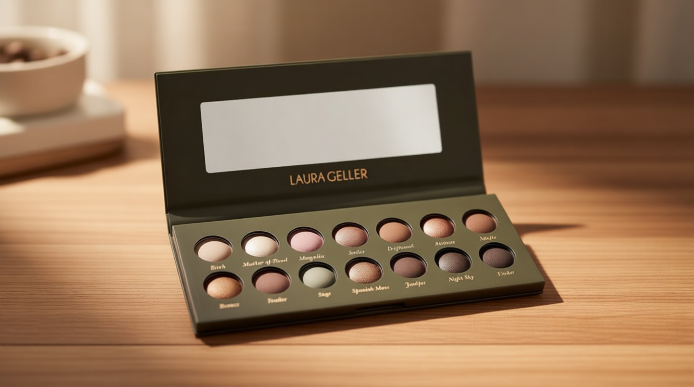 LAURA GELLER NEW YORK The Delectables Earthy Essentials Baked Eyeshadow Palette | 14 Pigmented Eyeshadows Blendable Natural Look
