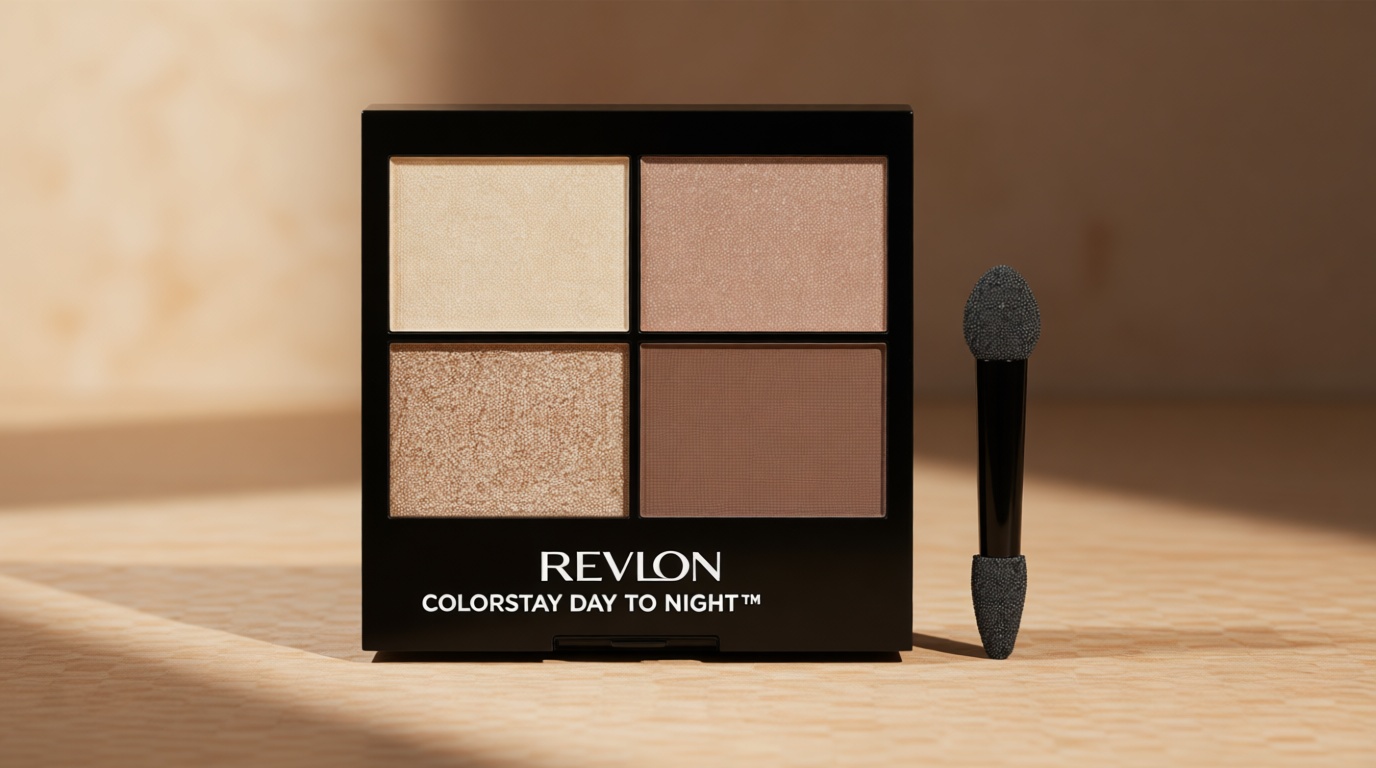 Revlon ColorStay Day to Night Eyeshadow Quad, Longwear Shadow Palette with Transitional Shades and Buttery Soft Feel, Crease & Smudge Proof, 500 Addictive, 0.16 oz