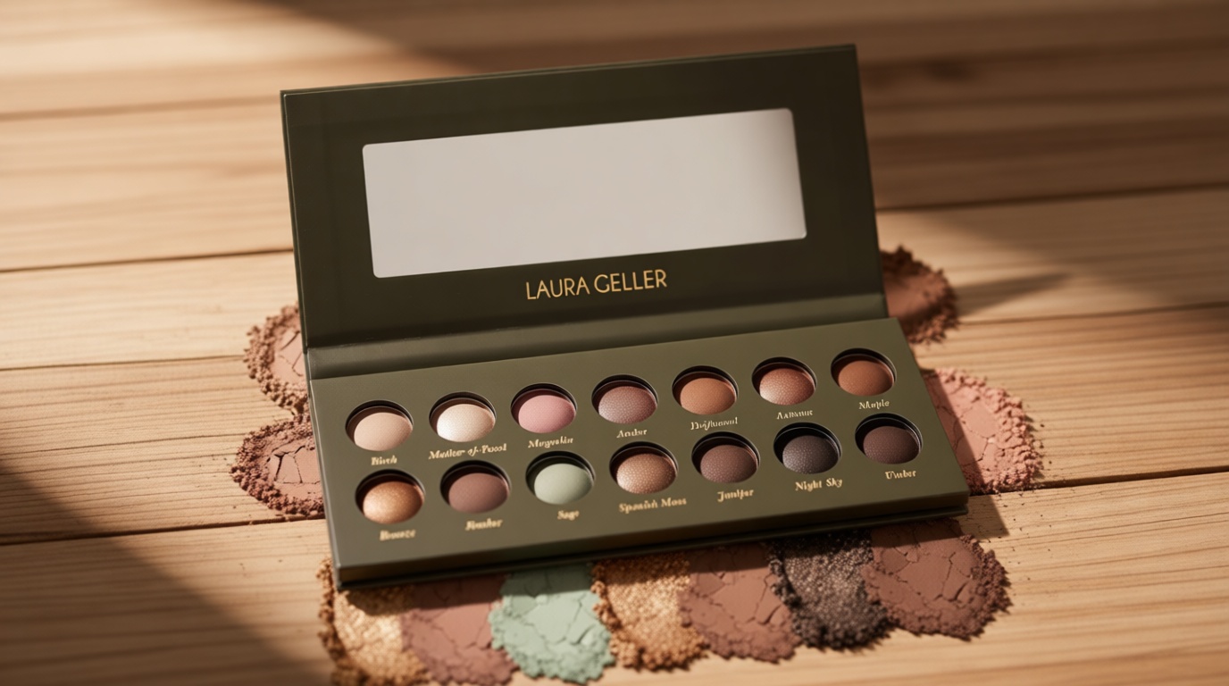 LAURA GELLER NEW YORK The Delectables Earthy Essentials Baked Eyeshadow Palette | 14 Pigmented Eyeshadows Blendable Natural Look