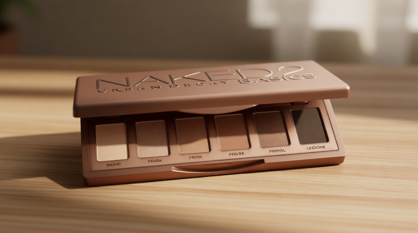 URBAN DECAY Naked 2 Basics Mini Eyeshadow Palette - 6 Matte Neutral Shadows, Long-lasting Wear, Multi-Use Powder for Eye, Contour, Brows, Ultra-Blendable Cool-Tone Shades, Travel Makeup with Mirror