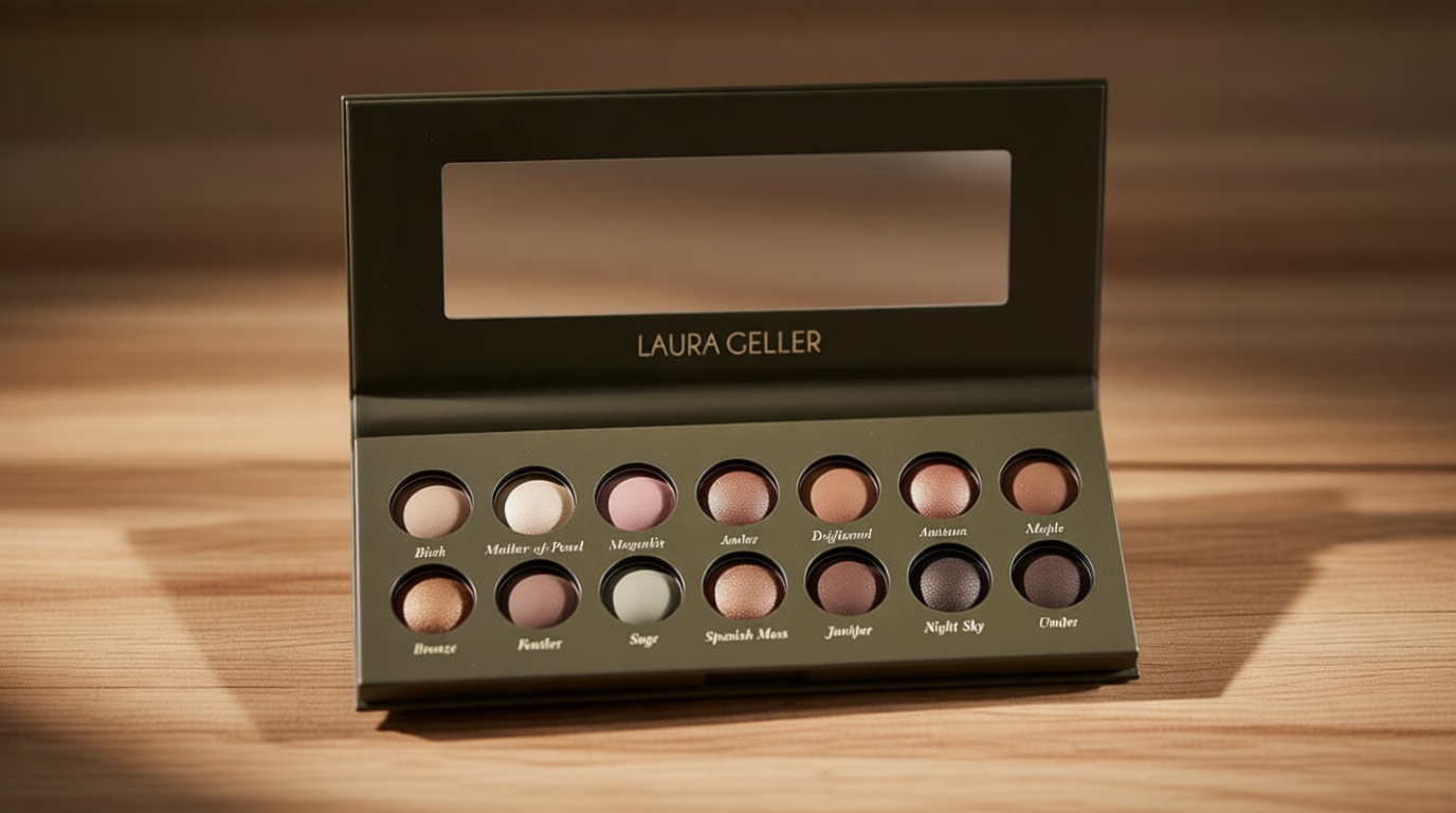 LAURA GELLER NEW YORK The Delectables Earthy Essentials Baked Eyeshadow Palette | 14 Pigmented Eyeshadows Blendable Natural Look