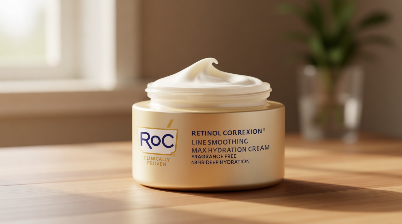 RoC Retinol Correxion Max Hydration Anti-Aging Daily Face Moisturizer with Hyaluronic Acid, Fragrance-Free, Oil Free Skin Care, 1.7 Ounces (Packaging May Vary)