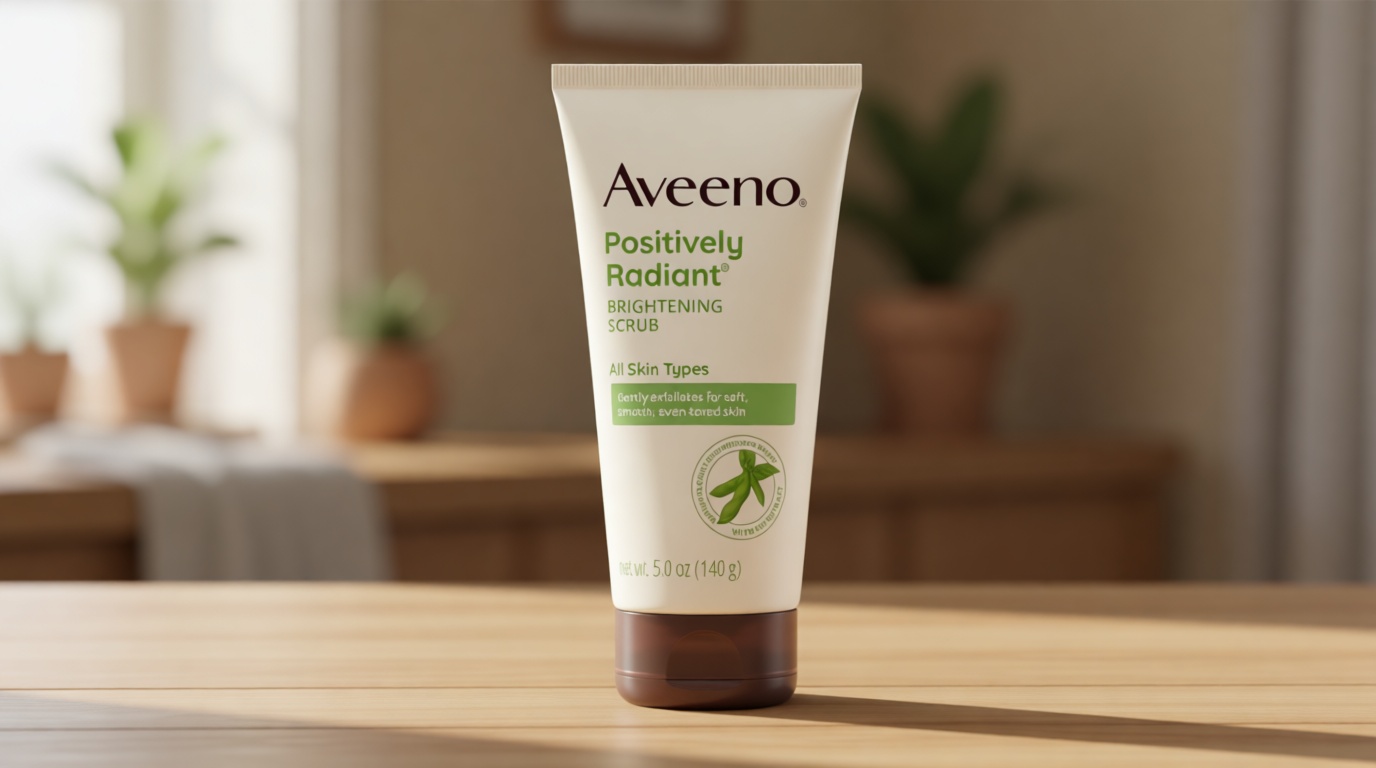 Aveeno Positively Radiant Skin Brightening Exfoliating Daily Facial Scrub, Gentle with Moisture-Rich Soy Extract, Helps Improve Skin Tone & Texture, Oil- & Soap-Free, Hypoallergenic, 5 oz