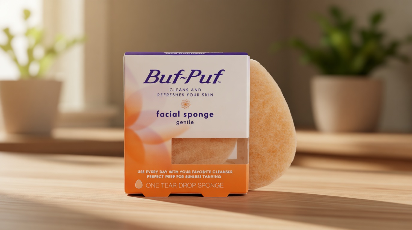Buf-Puf Gentle Facial Sponge, Dermatologist Developed, Removes Deep Down Dirt & Makeup That Causes Breakouts and Blackheads, Reusable, Exfoliating, 1 Count