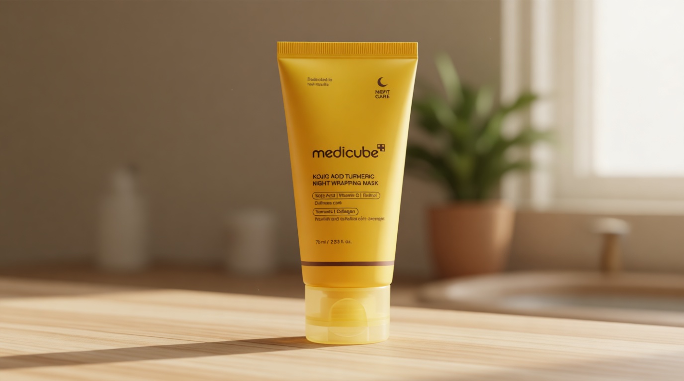 medicube Wrapping Mask Kojic Acid, Turmeric, Vitamin C Overnight Peel Off Facial Mask | Brighten & Defends Against Skin Stress for a Clear, Glowing Complexion | Korean Skin Care, 2.53 fl.oz