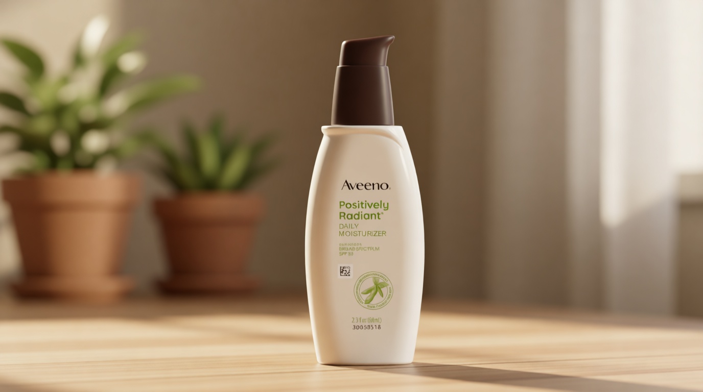 Aveeno Positively Radiant Face Moisturizer with SPF 30 Sunscreen, Hydrating Facial Moisturizer with Soy Extract to Visibly Improve Skin Tone and Texture, Hypoallergenic Formula, Oil-Free, 2.3 FL OZ