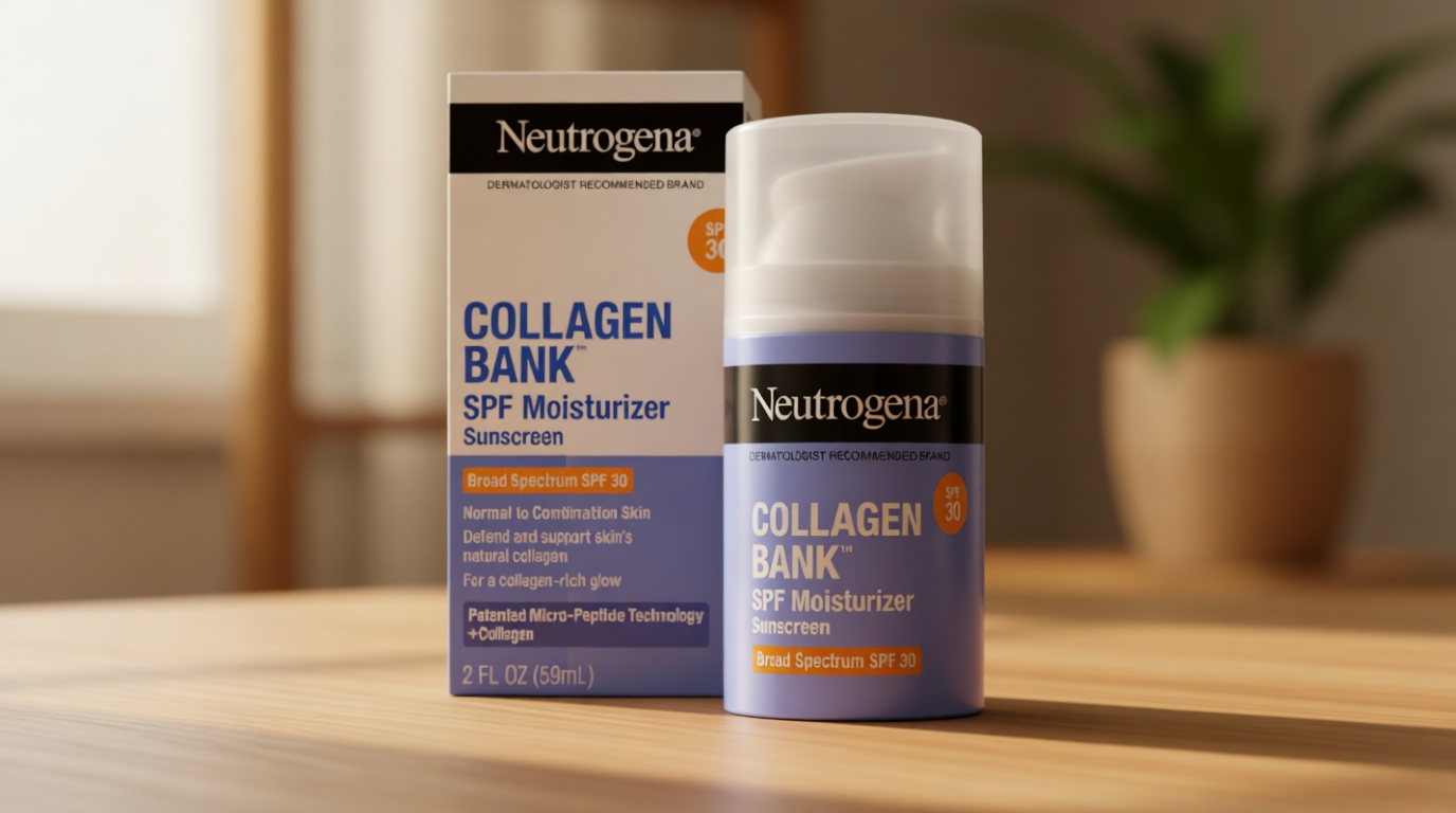 Neutrogena Collagen Bank Face Moisturizer, Broad Spectrum SPF 30 Anti-Aging Face & Neck Collagen Cream, Micro-Peptides, No White Cast 2 fl oz & Trial Size Hydro Boost Facial Cleanser, 0.5oz