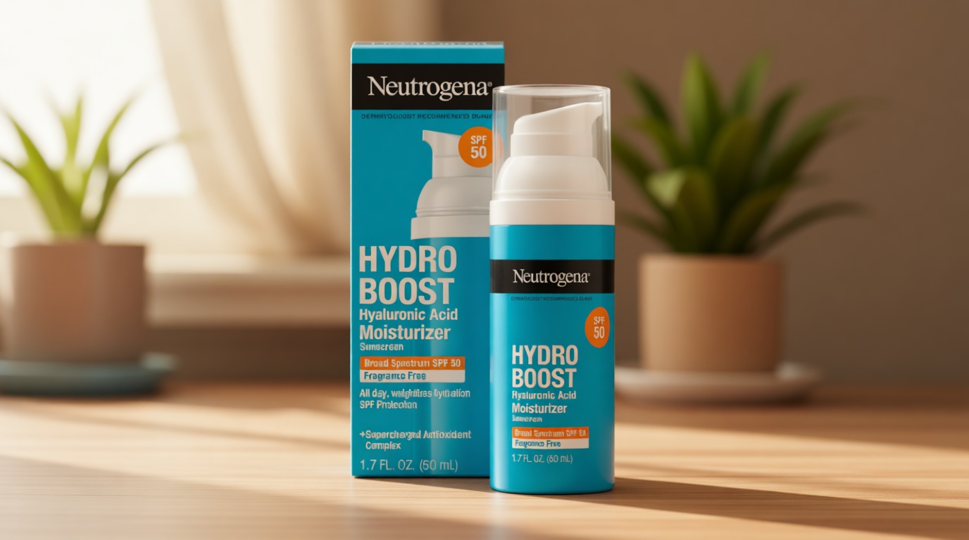 Neutrogena Hydro Boost Hyaluronic Acid Face Moisturizer with Broad Spectrum SPF 50 Sunscreen, Non-Greasy, Fragrance Free Daytime Facial Moisturizer to Hydrate & Soothe Dry Skin, 1.7 fl. oz