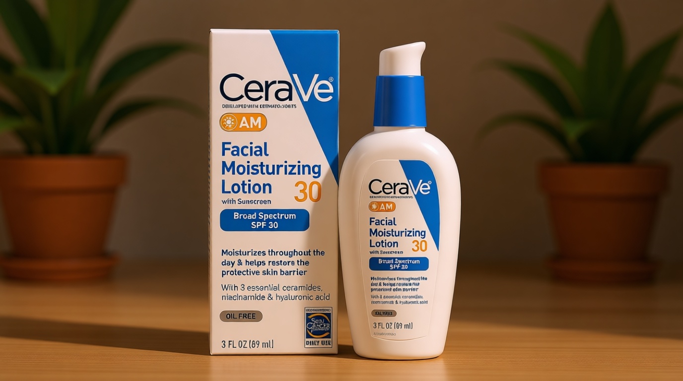 CeraVe AM Facial Moisturizing Lotion with SPF 30, Oil-Free Face Moisturizer with SPF, Formulated with Hyaluronic Acid, Niacinamide & Ceramides, Non-Comedogenic, Broad Spectrum Sunscreen, 3 Ounce