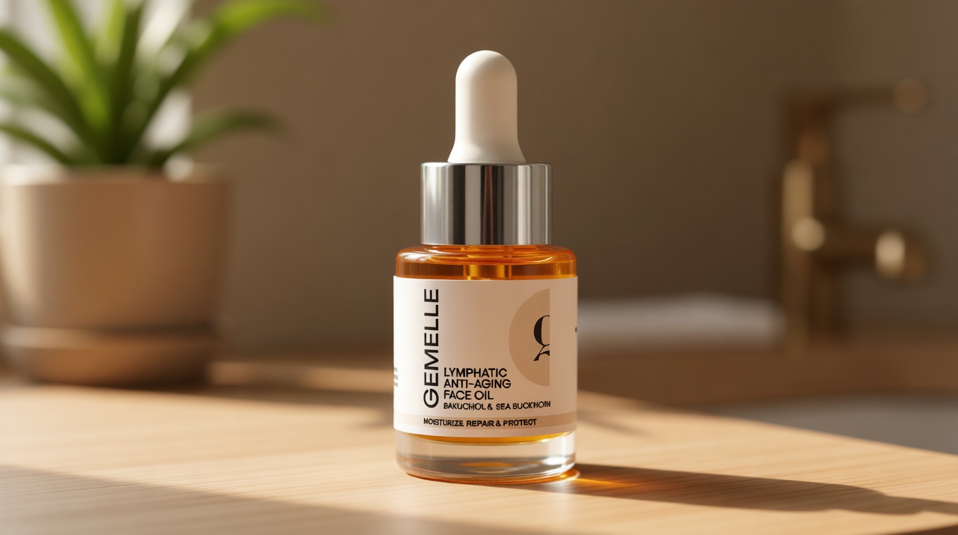 GEMELLE Lymphatic Anti-Aging Face Oil | 10x Award winner | Vitamin C,E & A | Moisturize, Repair & Protect | Bakuchiol, Sea Buckthorn & More! | Organic, Natural, Clean Beauty | Starter, Travel 15ml