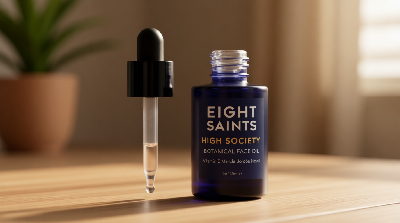 Eight Saints High Society Botanical Face Oil, Natural and Organic Anti Aging Facial Oil with Jojoba, Vitamin E, Marula, and Neroli, 1 Ounce
