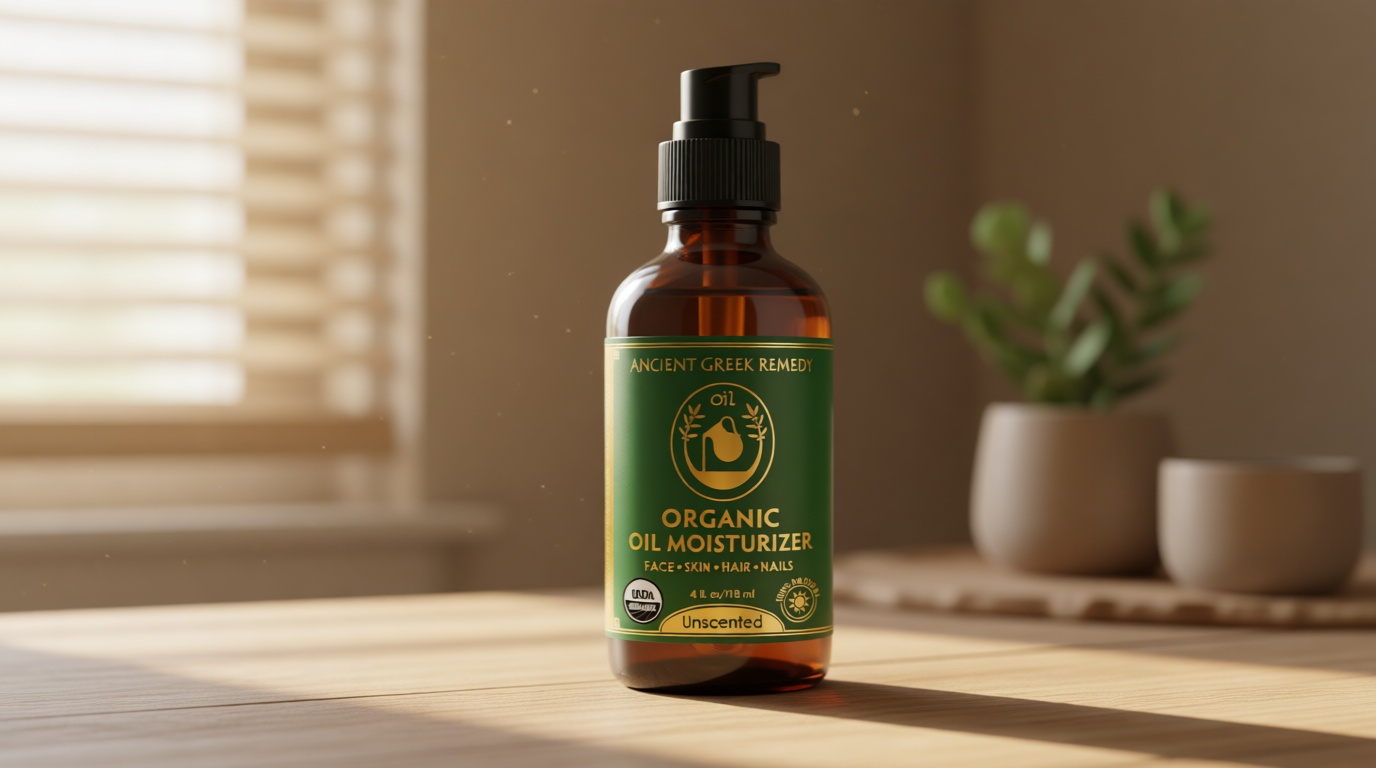 Ancient Greek Remedy Face Oil for Dry Skin - Organic Unscented Anti-Aging Serum - Jojoba, Rosehip, Almond, Olive, Vitamin E - Facial Gua Sha oil - Natural Body Moisturizer for Women & Men 4 oz USDA Organic ClimatePartner certified