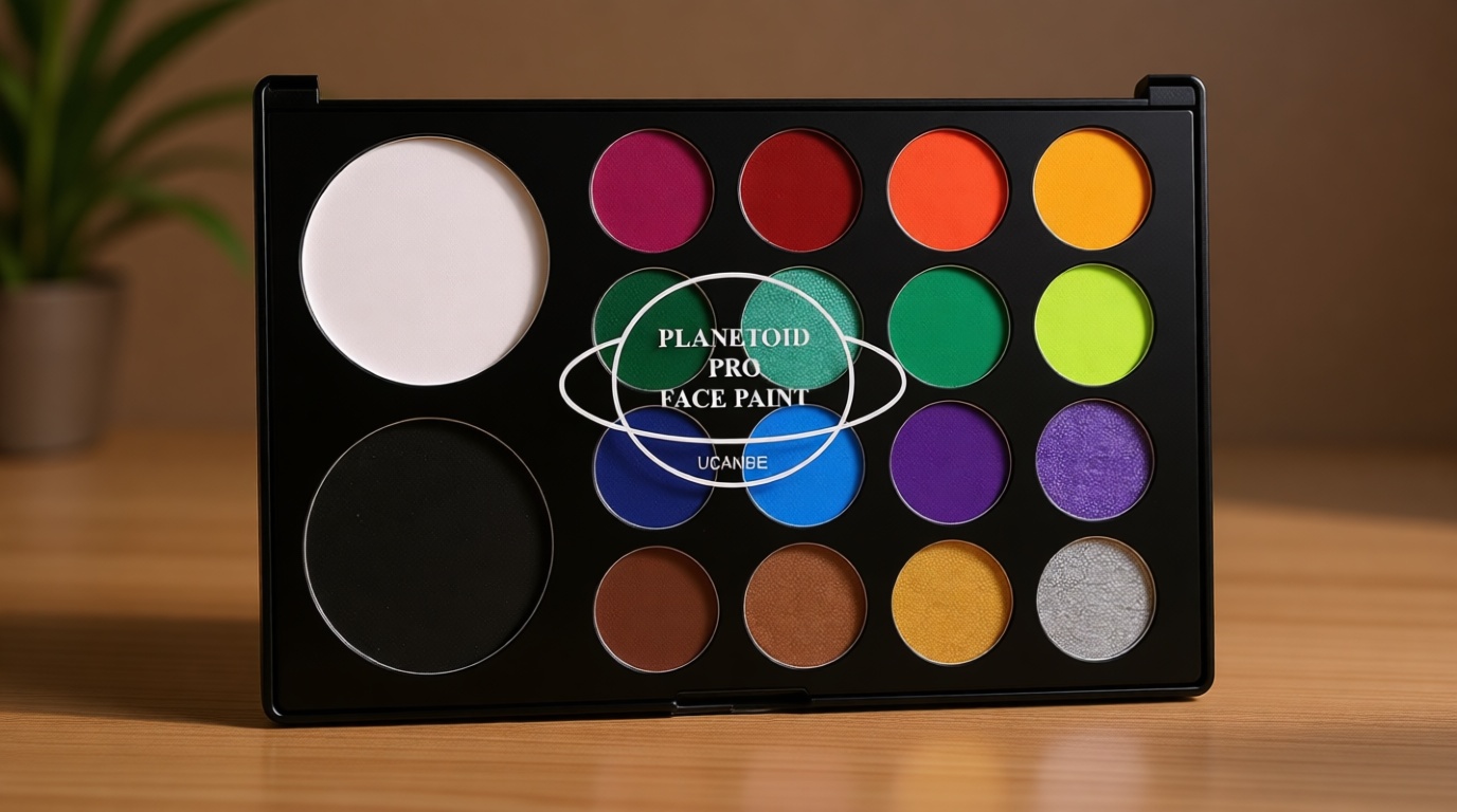 UCANBE Face & Body Paint, Water Activated SFX Makeup Palette - Extra Large White & Black Pan, Professional 18 Color Safe Non Toxic Art Painting Kit for Halloween, Cosplay, Parties, Theater & Stage Global Recycled Standard