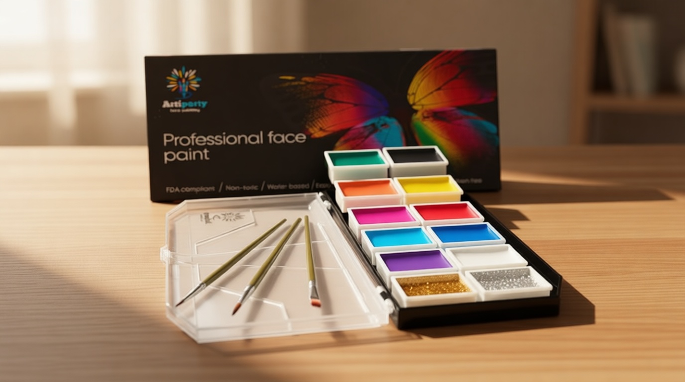 Face Paint Kit – Non-Toxic & Hypoallergenic – Professional Face Painting Kit for Kids & Adults – Cosplay Makeup Kit – Easy to Apply & Remove – Leakproof Dry Glitters