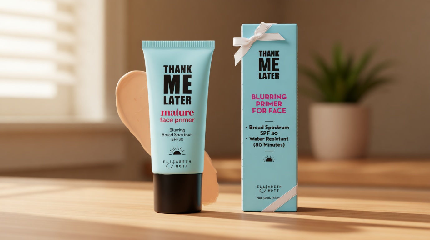 Elizabeth Mott Thank Me Later Blurring Face Primer SPF 30 – Lightweight, Hydrating Makeup Primer - Smooths Fine Lines & Wrinkles for a Soft-Focus Finish – Mineral-Based, Cruelty-Free Formula – 30g