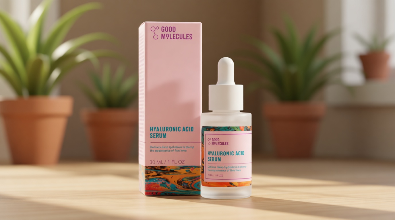 Good Molecules Hyaluronic Acid Serum - 1% Hyaluronic Acid Non-greasy Ultra Hydrating Serum, Facial Moisturizer for Plumper Skin, Skin Care for Face