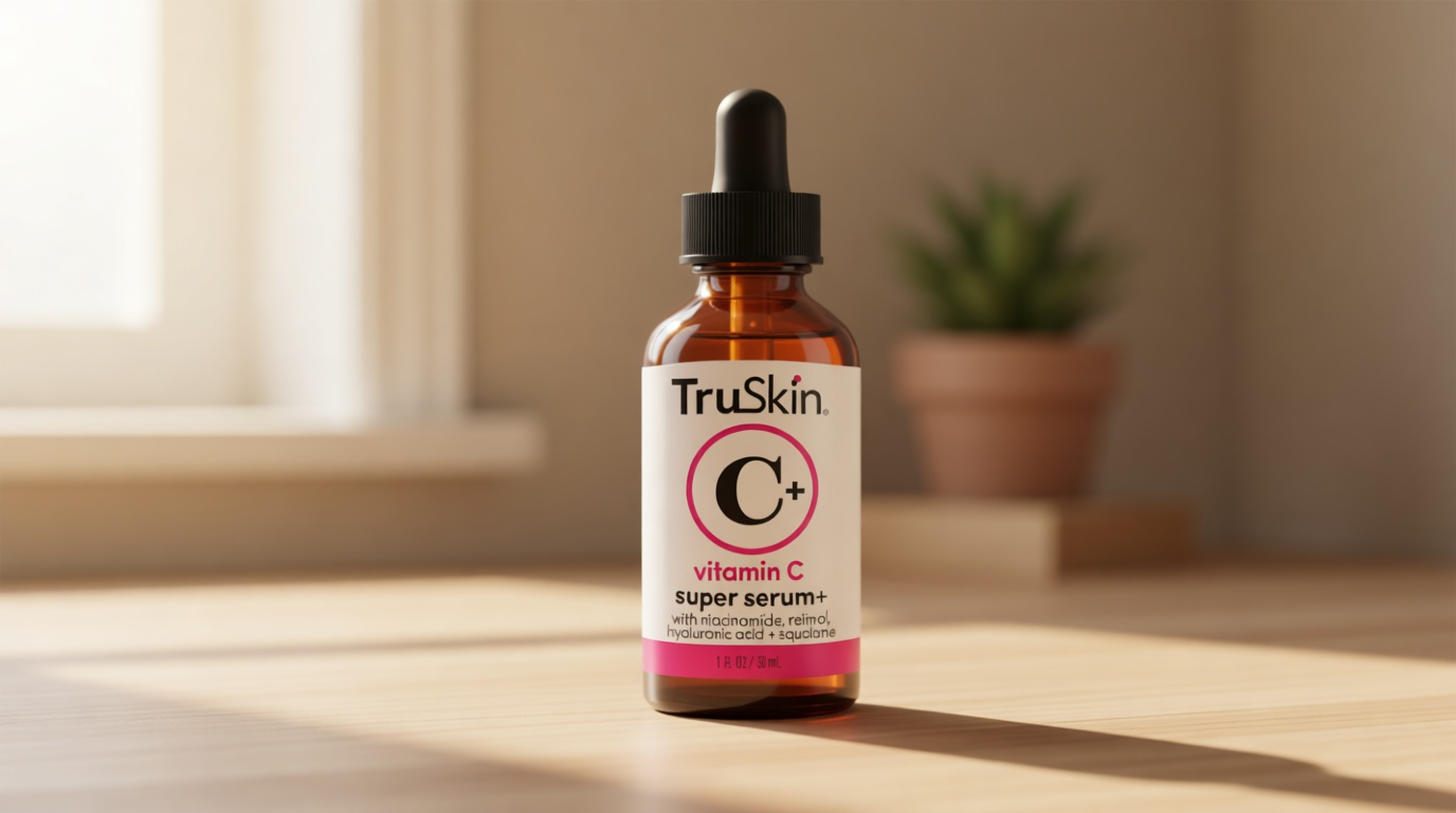 TruSkin Vitamin C Super Serum for Face - Five Skin Benefits in One Serum with Vitamin C, Retinol, Niacinamide, Hyaluronic Acid & Squalane - Brighten, Firm & Smooth the Look of Skin - 1 fl oz
