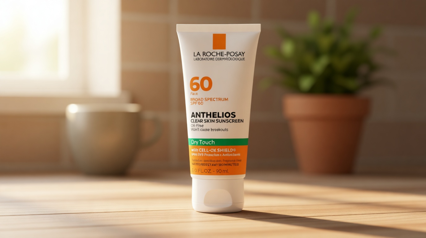 La Roche-Posay Anthelios Clear Skin Sunscreen Dry Touch SPF 60, Oil Free Sunscreen For Face, Oil Absorbing, Broad Spectrum SPF + Antioxidants, Non-Greasy, Oxybenzone Free, Travel Size